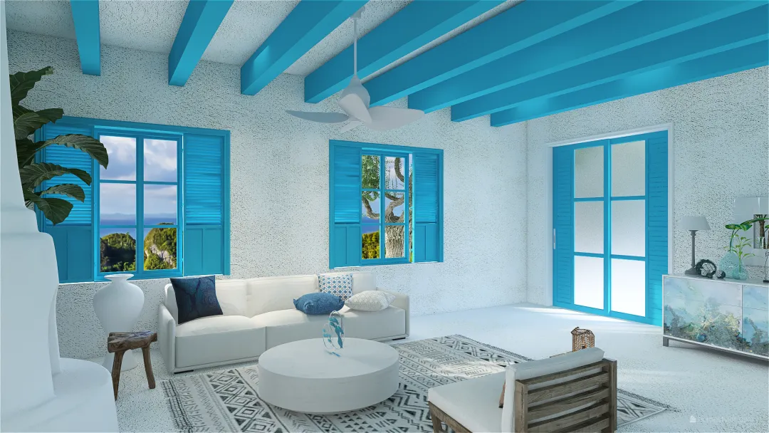 Casa mediterránea griega 3d design renderings
