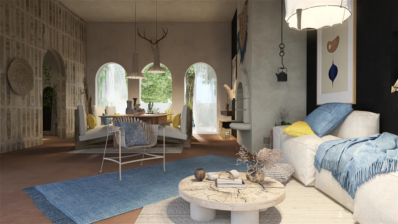 StyleOther Scandinavian Rustic ColorScemeOther Yellow Blue UnnamedSpace 3d design renderings