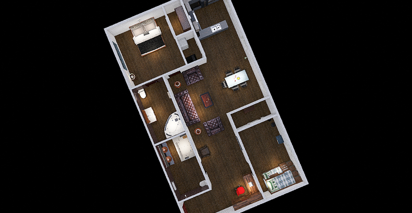 2 Bedroom, 2 Bathroom Interior Design Render