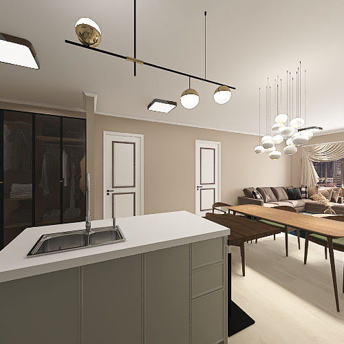 kitchen / living 3d design renderings