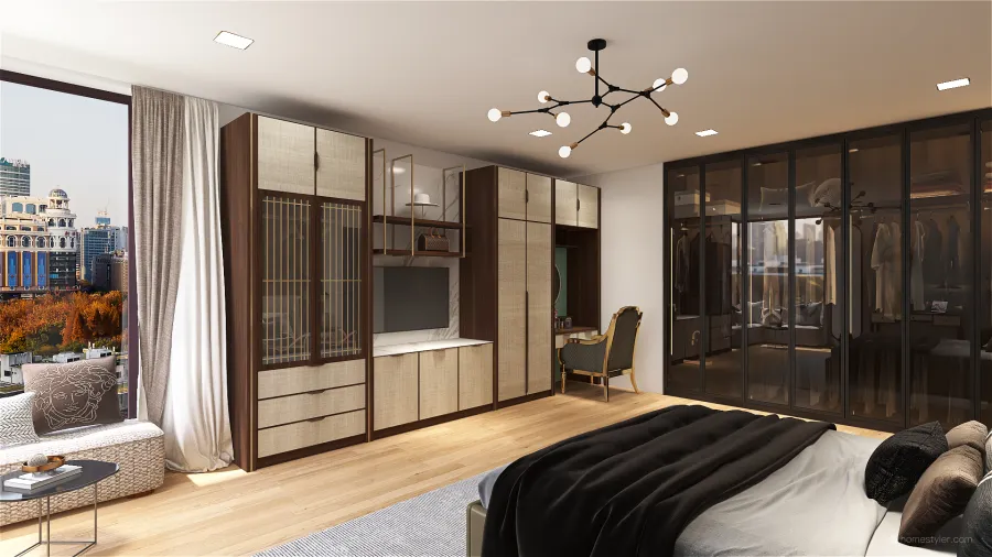 Wood accent Bedroom 3d design renderings