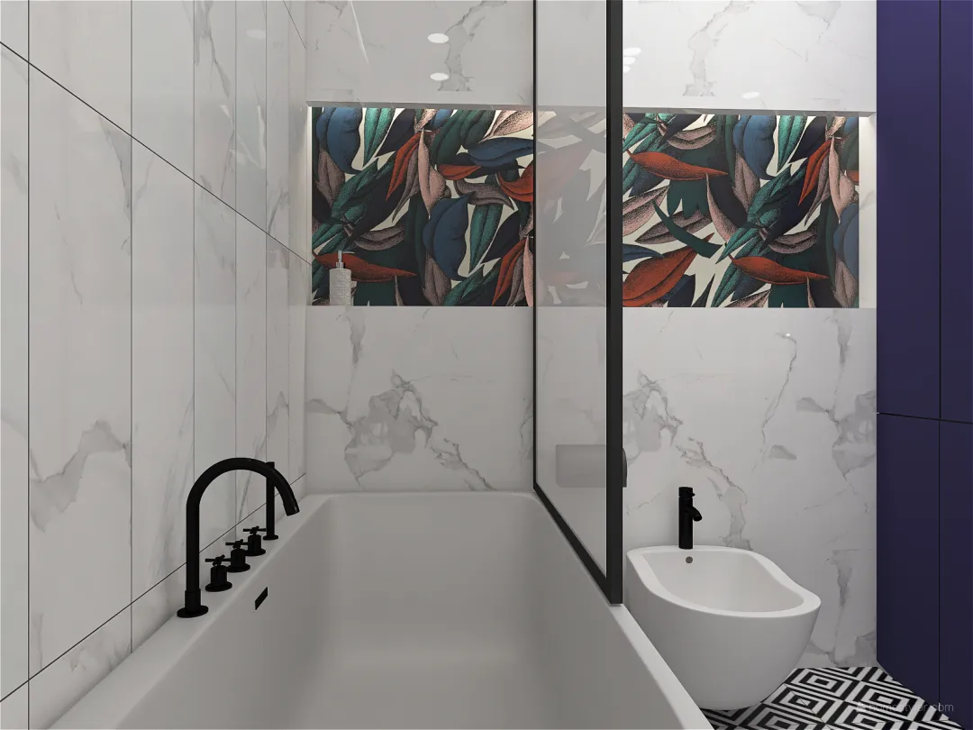 Синяя ванна 3d design renderings