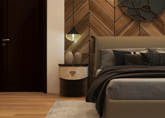 Wood accent Bedroom  Design Rendering