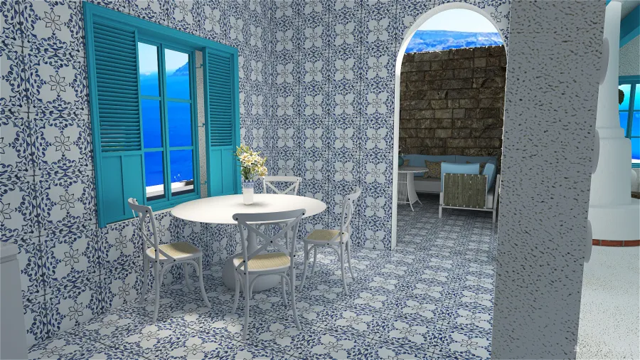 Casa mediterránea griega 3d design renderings