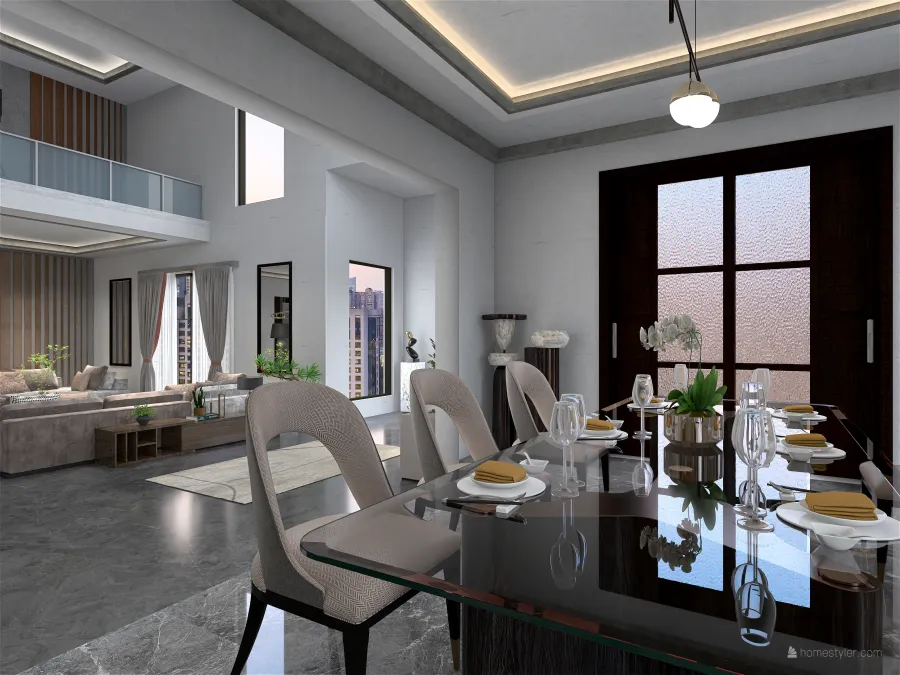 Modern StyleOther ColorScemeOther Grey Dining Room 3d design renderings