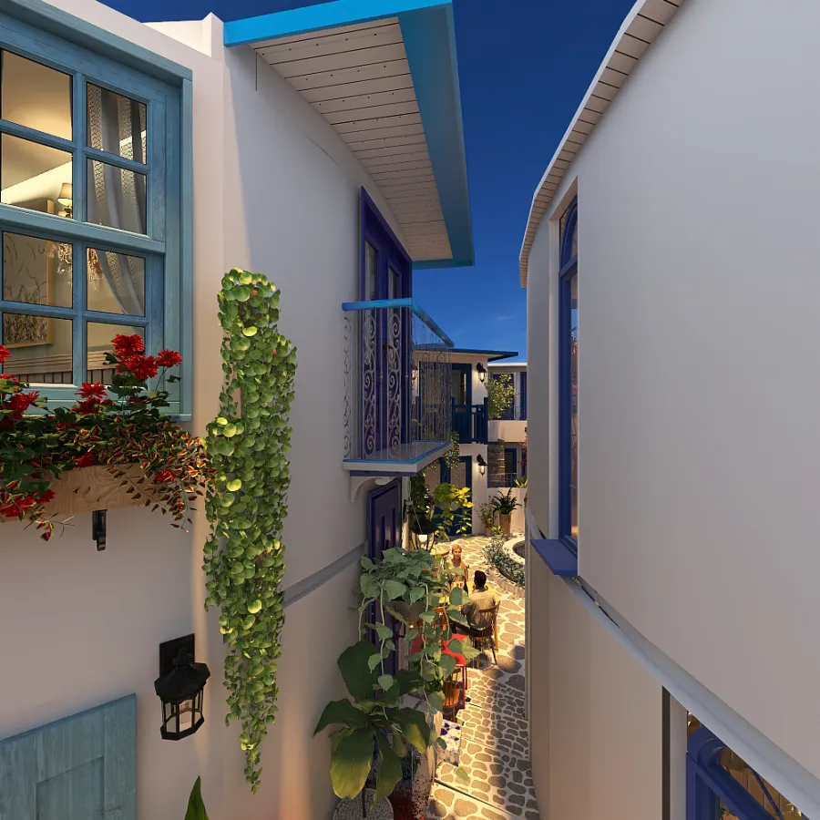Costal Mediterranean StyleOther Greece as I dream White Blue 3d design renderings