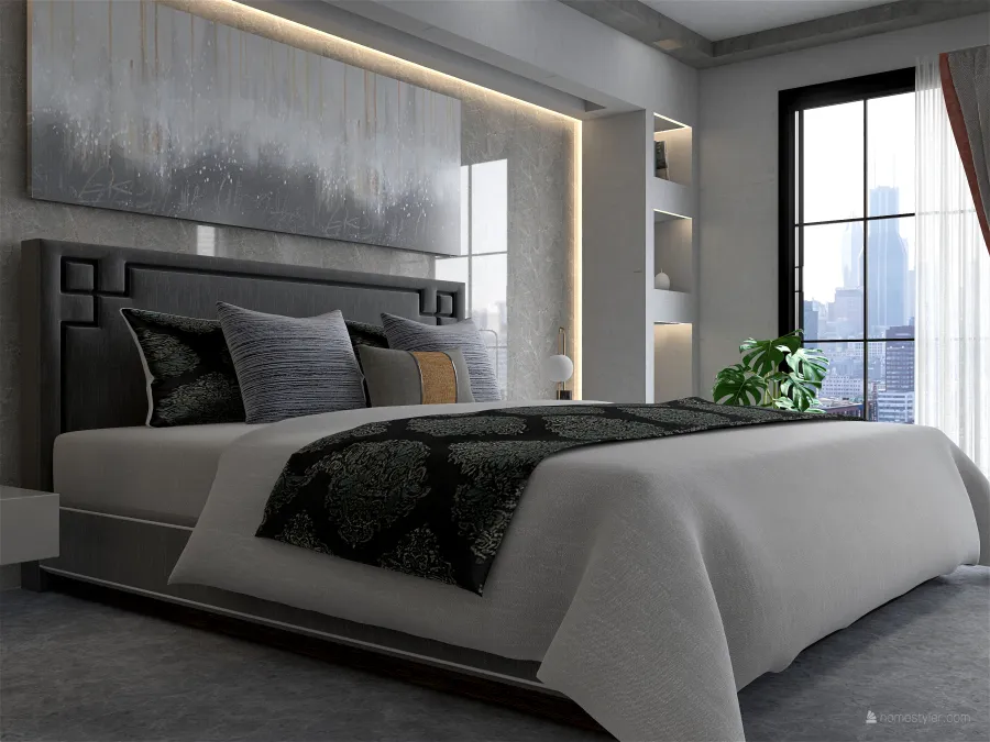 Modern StyleOther ColorScemeOther Grey Bedroom 3d design renderings