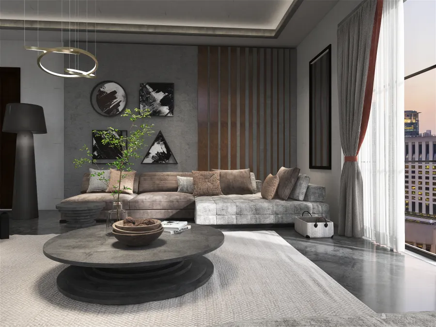 Modern StyleOther ColorScemeOther Grey Living Room 3d design renderings