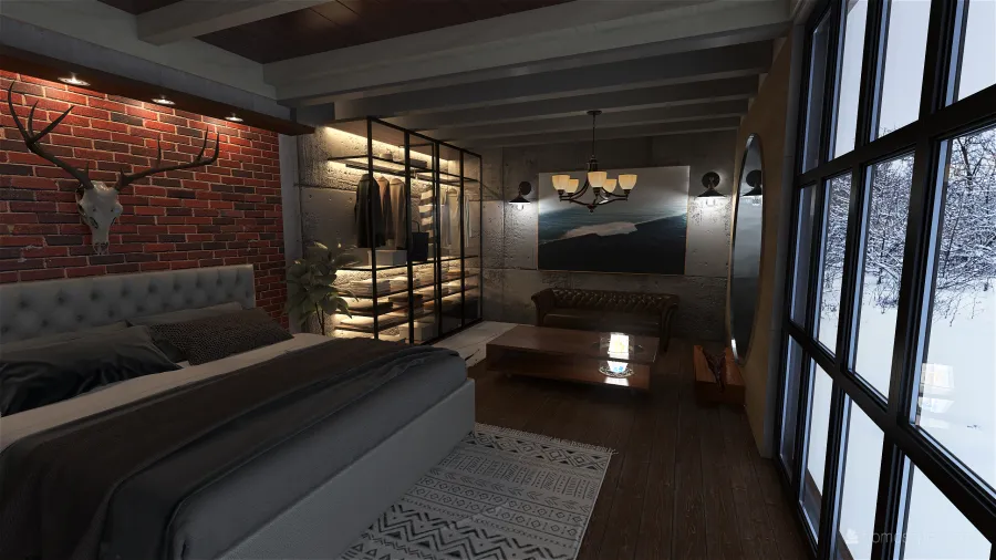 Quarto de Hotel na Neve 3d design renderings