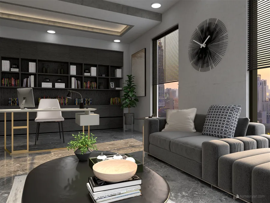 Modern StyleOther ColorScemeOther Grey Library 3d design renderings