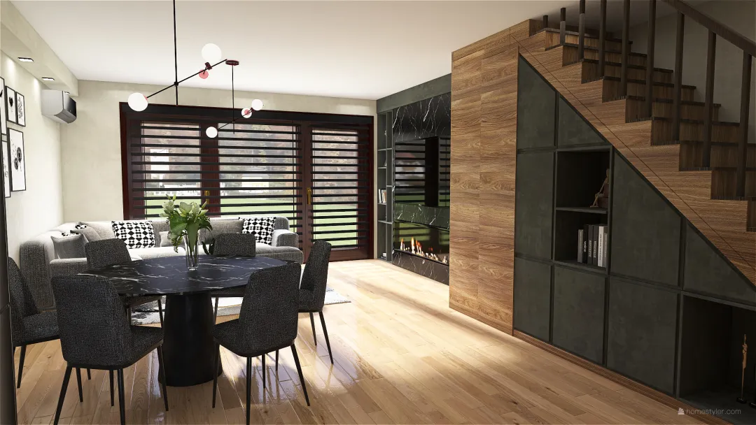 Copy of Living room with kitchen1 3d design renderings