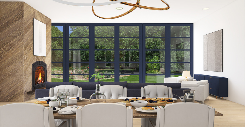 Navy Blue themed home Interior Design Render