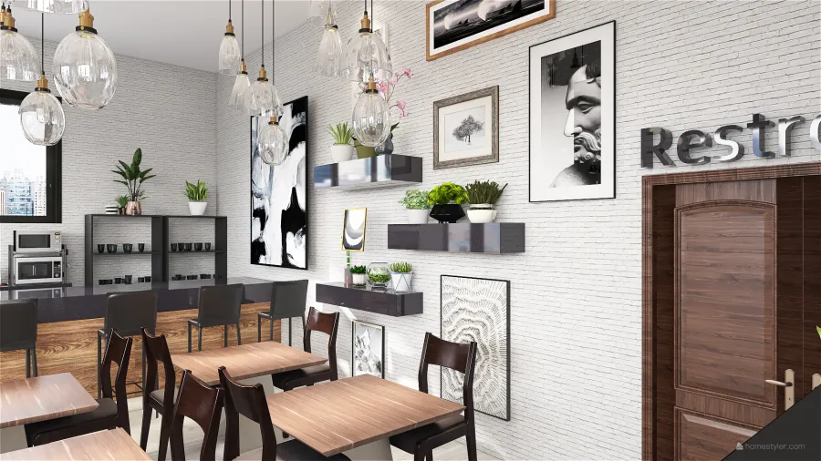 Modern Cafe 3d design renderings