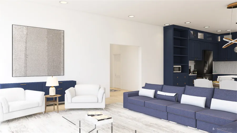 Navy Blue themed home 3d design renderings