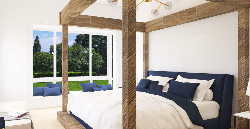 Navy Blue themed home Interior Design Render