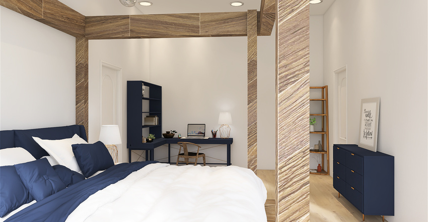 Navy Blue themed home Interior Design Render
