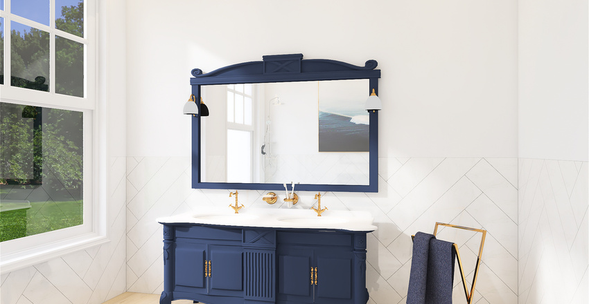 Navy Blue themed home Interior Design Render