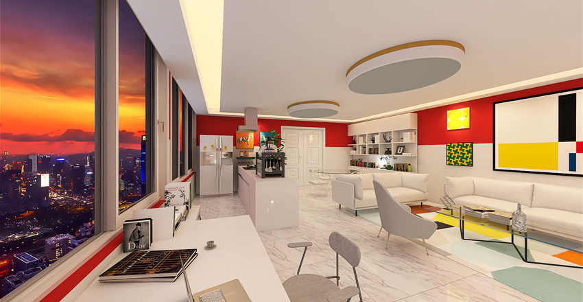 Futurist Rich Stud Interior Design Render