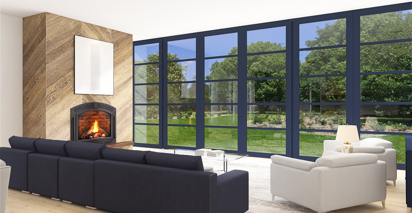 Navy Blue themed home Interior Design Render