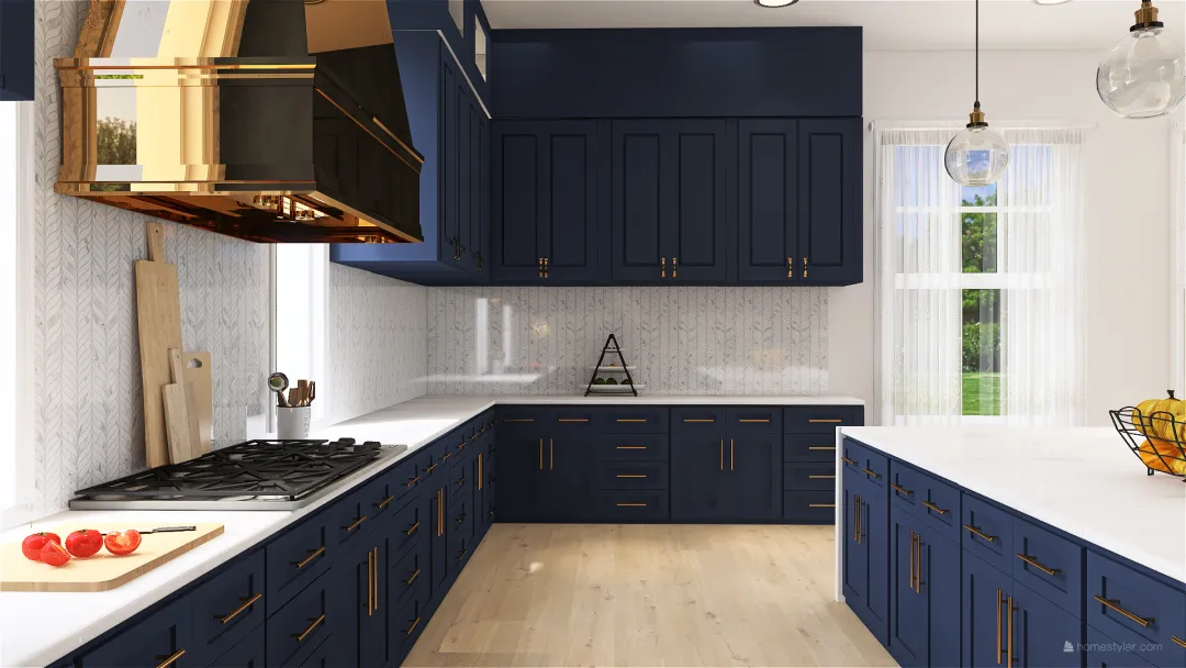 Navy Blue themed home 3d design renderings