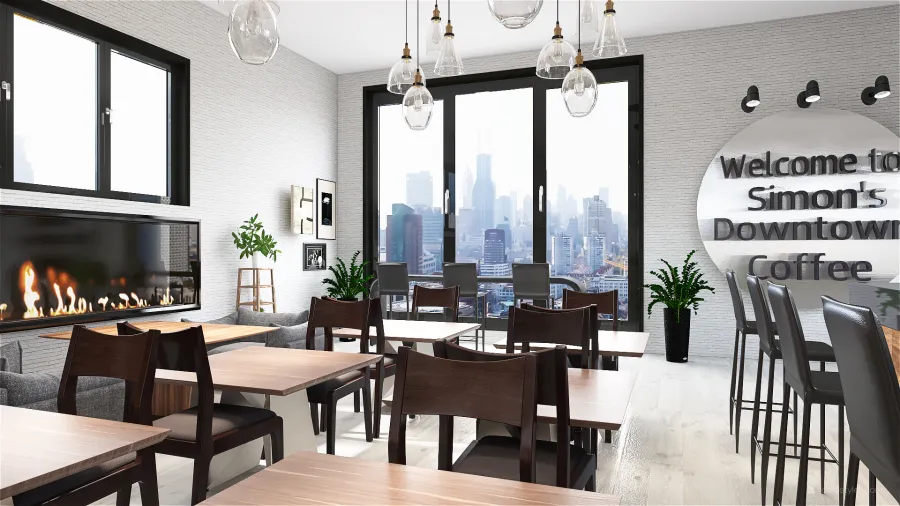 Modern Cafe 3d design renderings