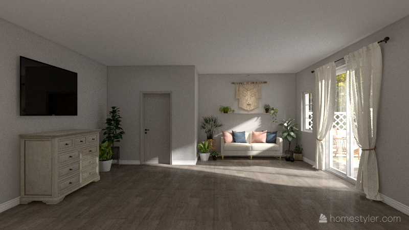 Boho chic room 3d design renderings