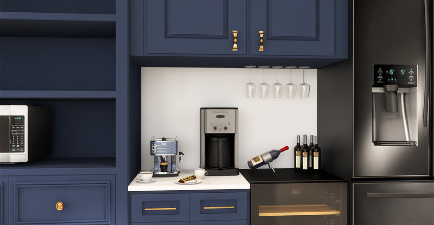 Navy Blue themed home Interior Design Render