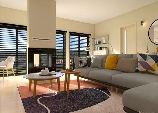 Scandinavian Living Room Design Rendering