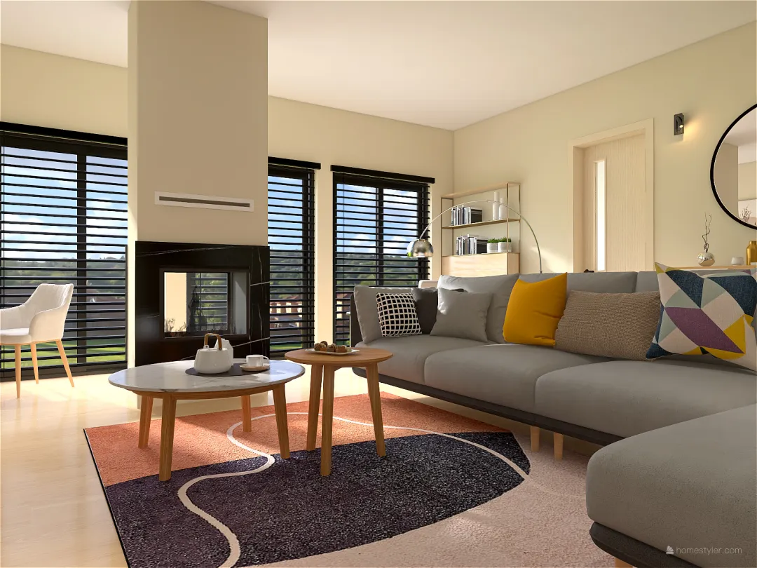 Scandinavian Living Room 3d design renderings