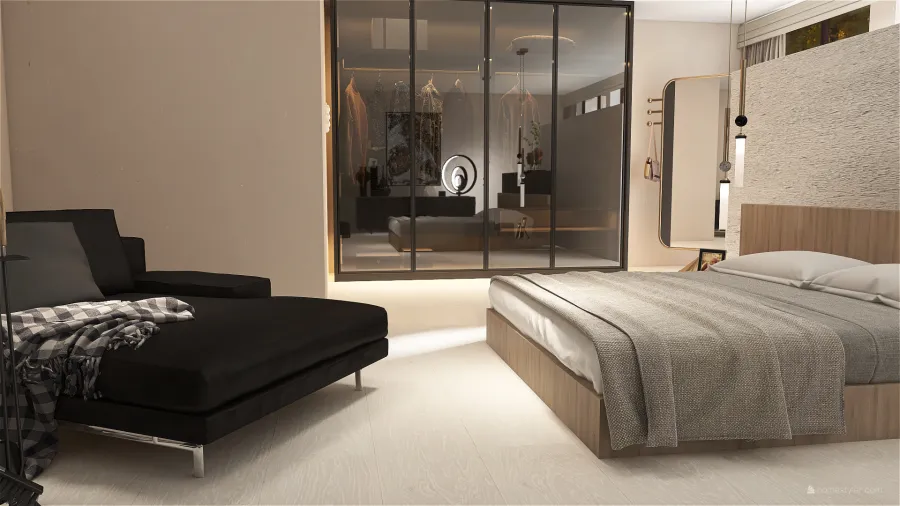 Contemporary StyleOther WarmTones ColorScemeOther Beige Master Bedroom 3d design renderings