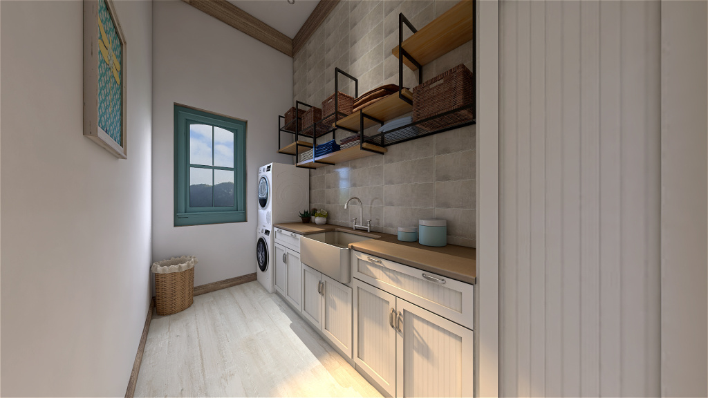 Mediterranean Costal StyleOther Blue ColorScemeOther WarmTones Laundry Room 3d design renderings