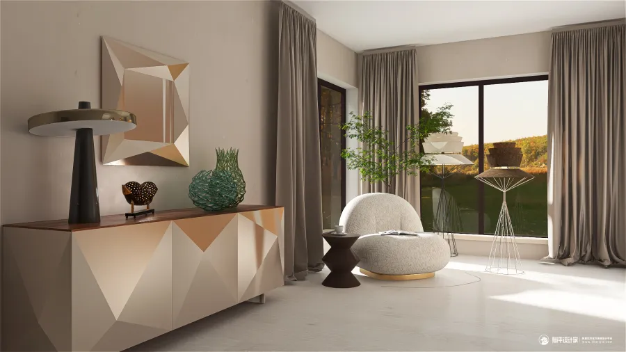 Contemporary StyleOther WarmTones ColorScemeOther Beige Hallway 3d design renderings