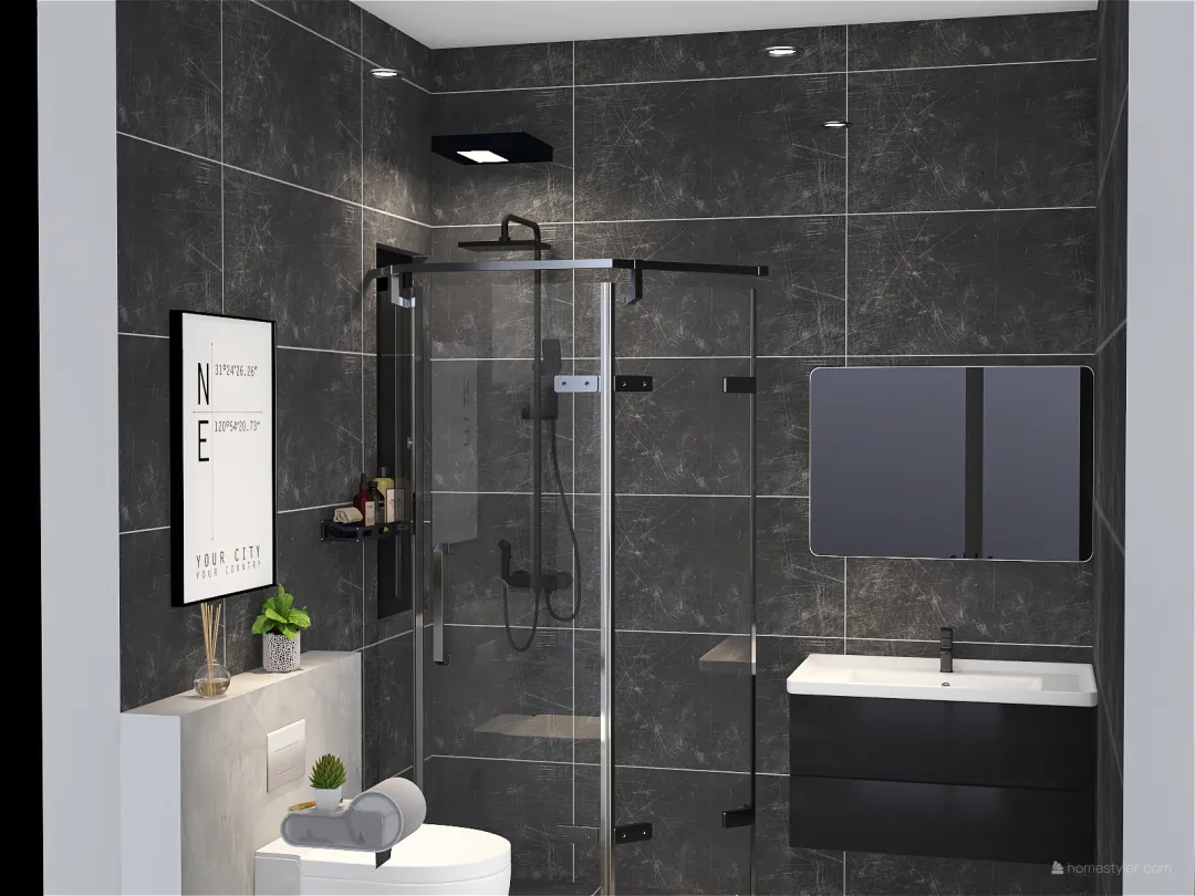 Kitchen and Bathroom 3d design renderings