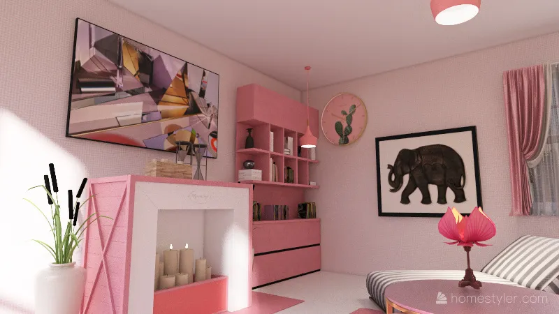Pink Living Room Wonderland 3d design renderings