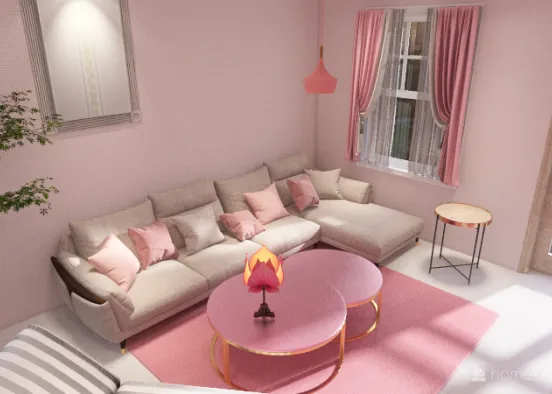 Pink Living Room Wonderland Design Rendering