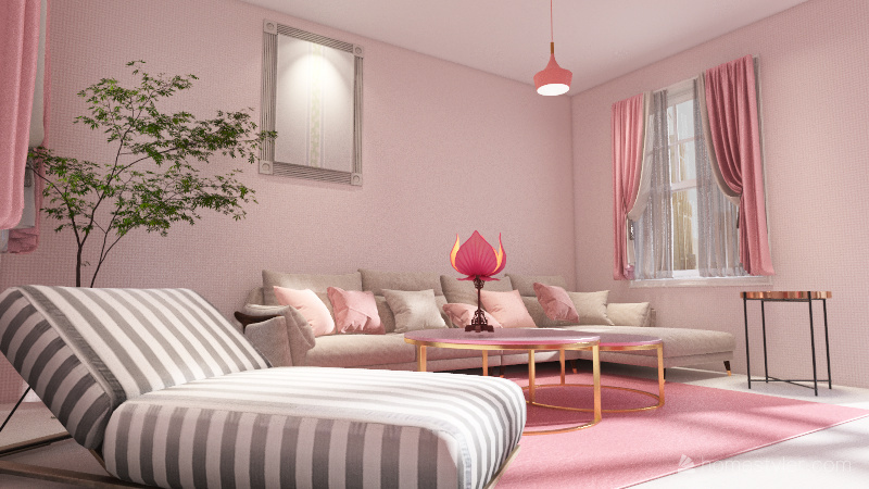 Pink Living Room Wonderland 3d design renderings