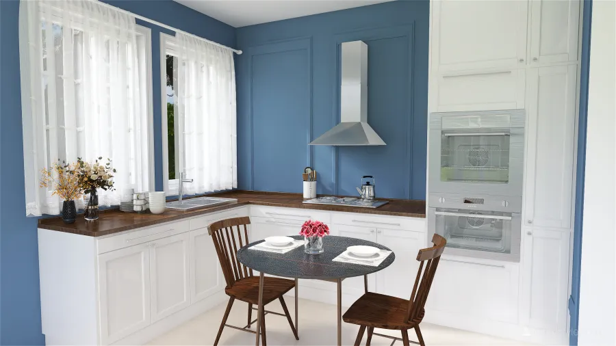 Casa en tonos azules 3d design renderings