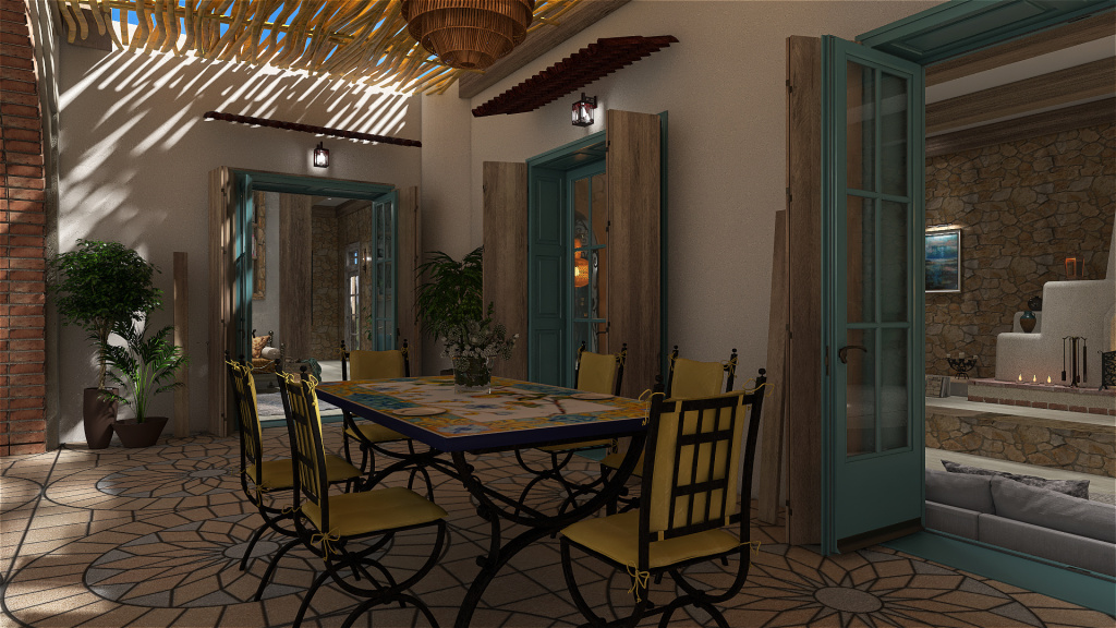Mediterranean Costal StyleOther SUEÑOS EN EL MEDITERRANEO Blue ColorScemeOther WarmTones 3d design renderings