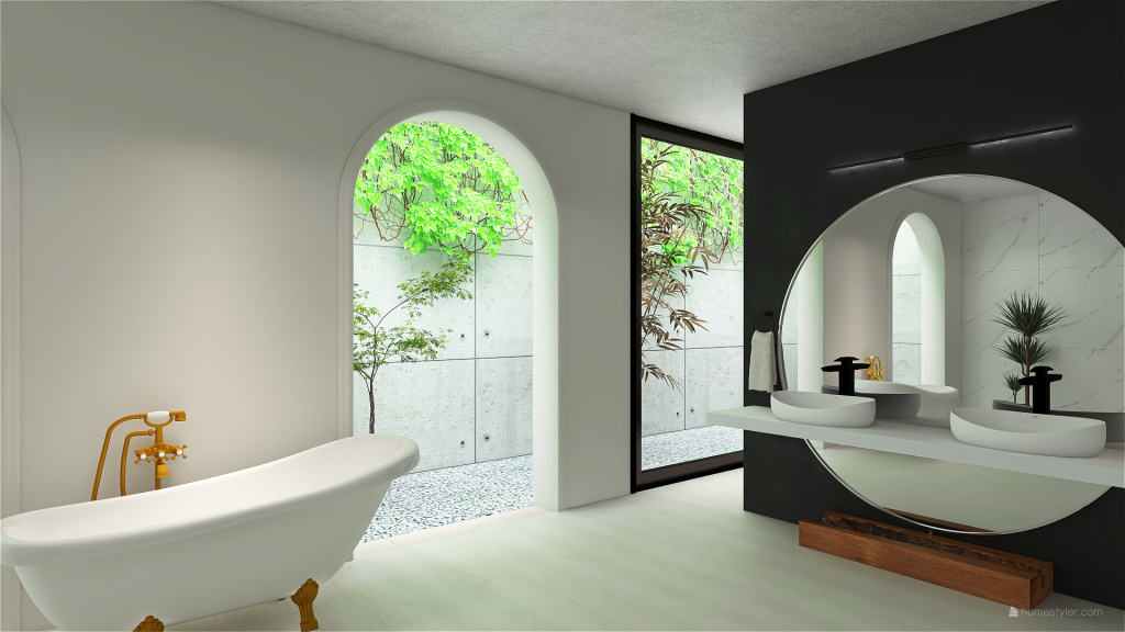 Quarto moderno com banheiro integrado 3d design renderings