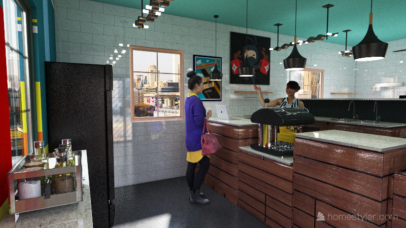 Coffee Shop Layout 2 3d design renderings