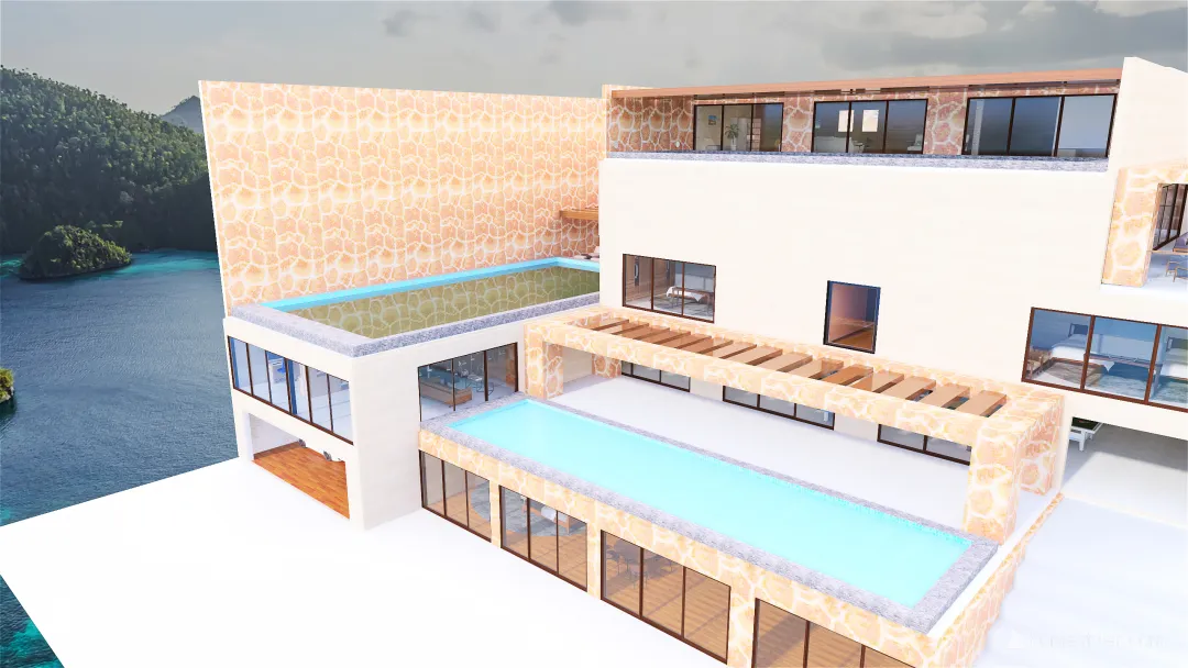 mansion de playa 3d design renderings