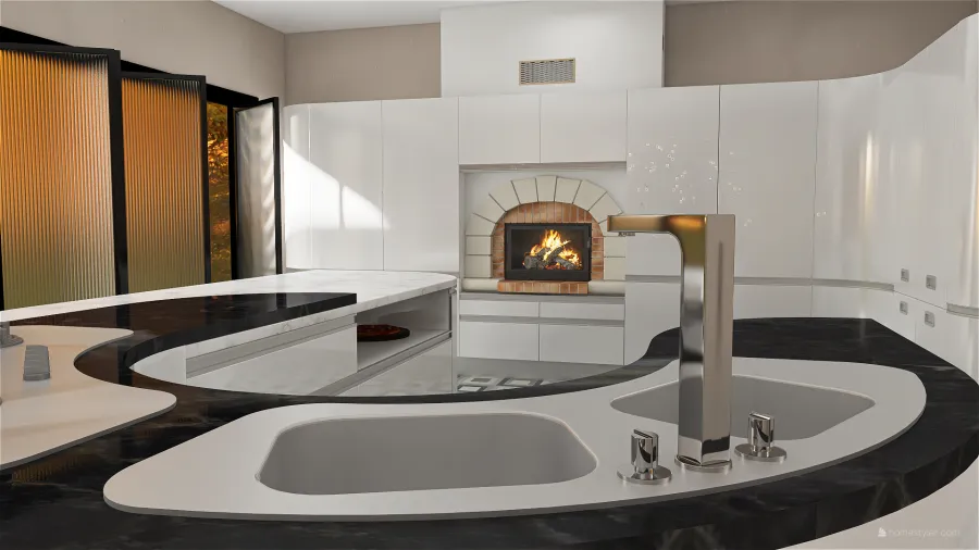 Contemporary StyleOther WarmTones ColorScemeOther Beige Kitchen 3d design renderings