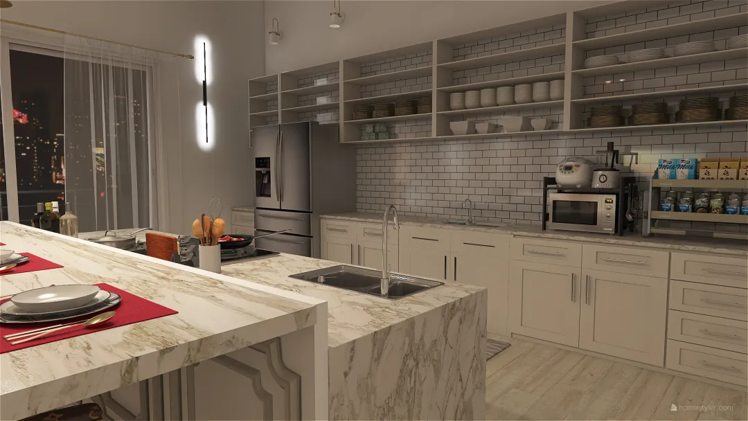 Mod Livingroom w/ pink accents 3d design renderings