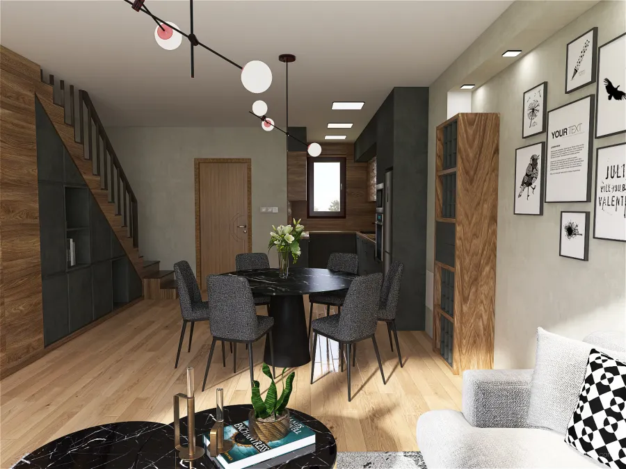 Copy of Living room with kitchen1 3d design renderings