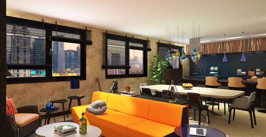 Solteiro descolado da cidade Interior Design Render