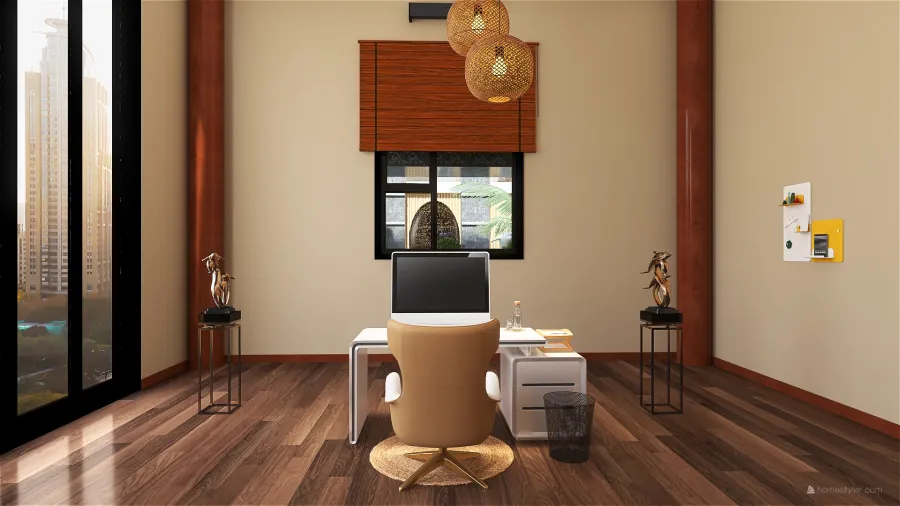 Contemporary StyleOther ColorScemeOther Black WarmTones Home Office 3d design renderings