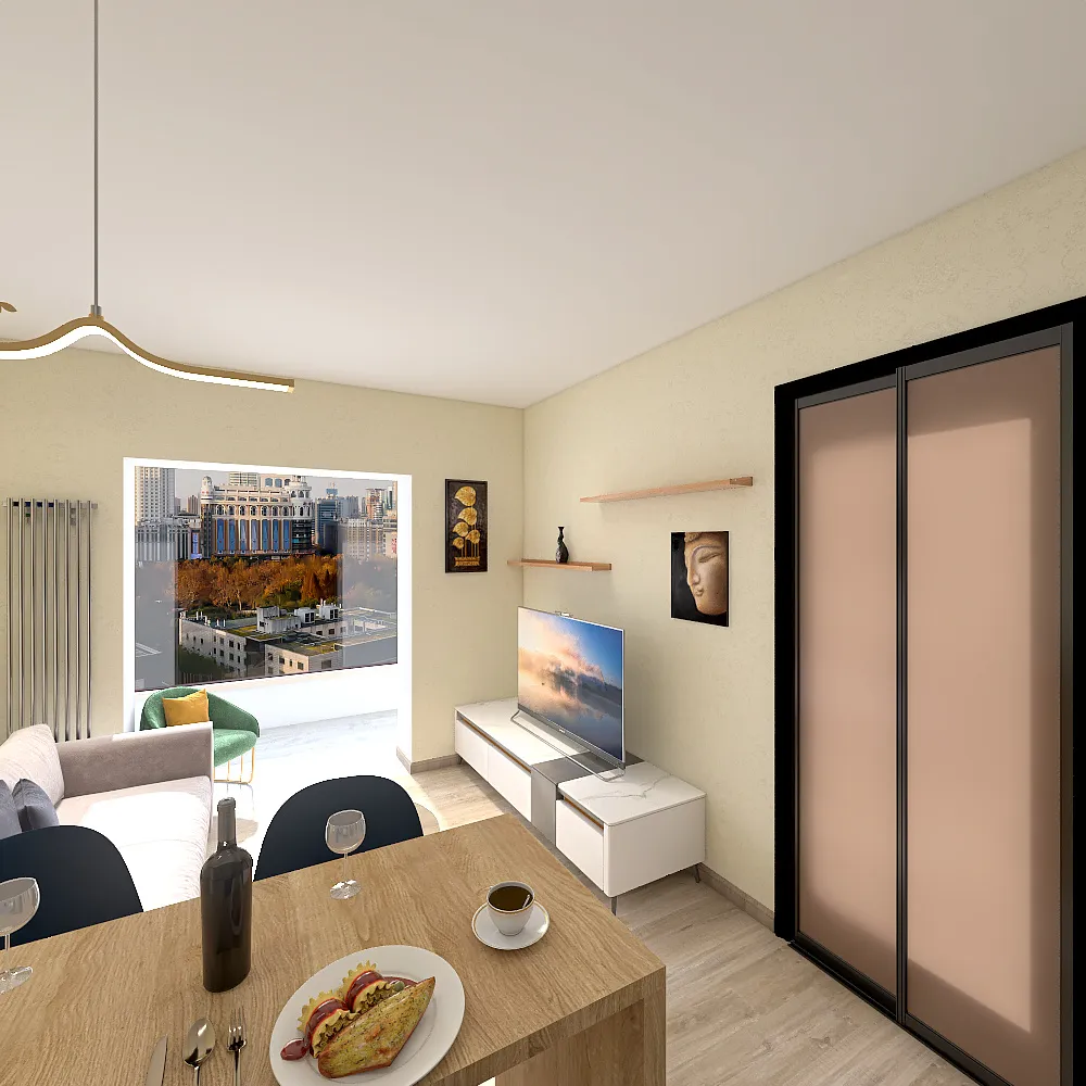 Copy of One bedroom flat 3d design renderings