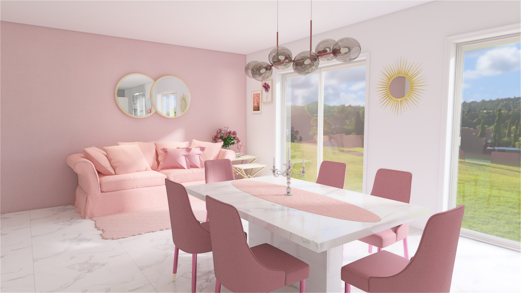 pink kitchen 3d design renderings