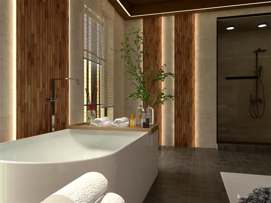 Farmhouse StyleOther WoodTones ColorScemeOther Second Bathroom 3d design renderings