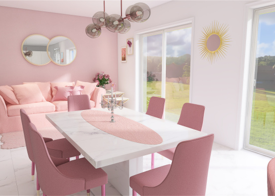 pink kitchen Design Rendering